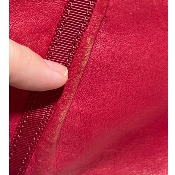 Henri Bendel Pebbled Leather Studded Wristlet Red - Picture 4 of 10